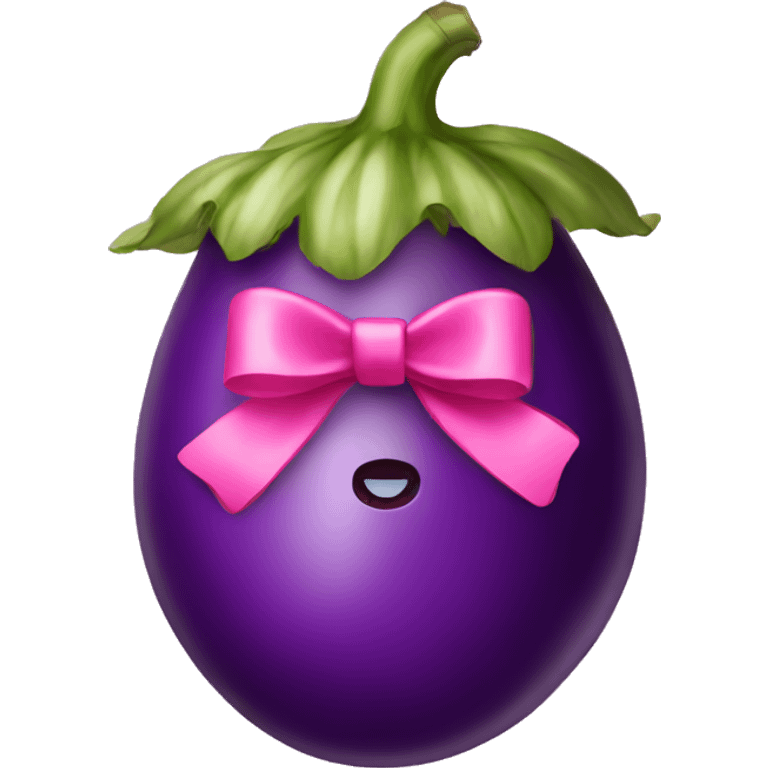 eggplant with a pink bow on it emoji