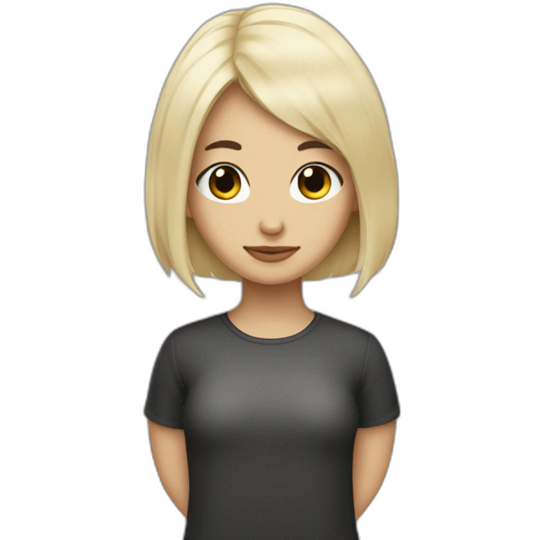 short bleached hair girl with very dark hair man emoji