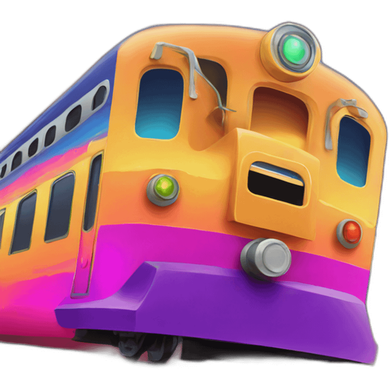 psychedelic colorful train emoji