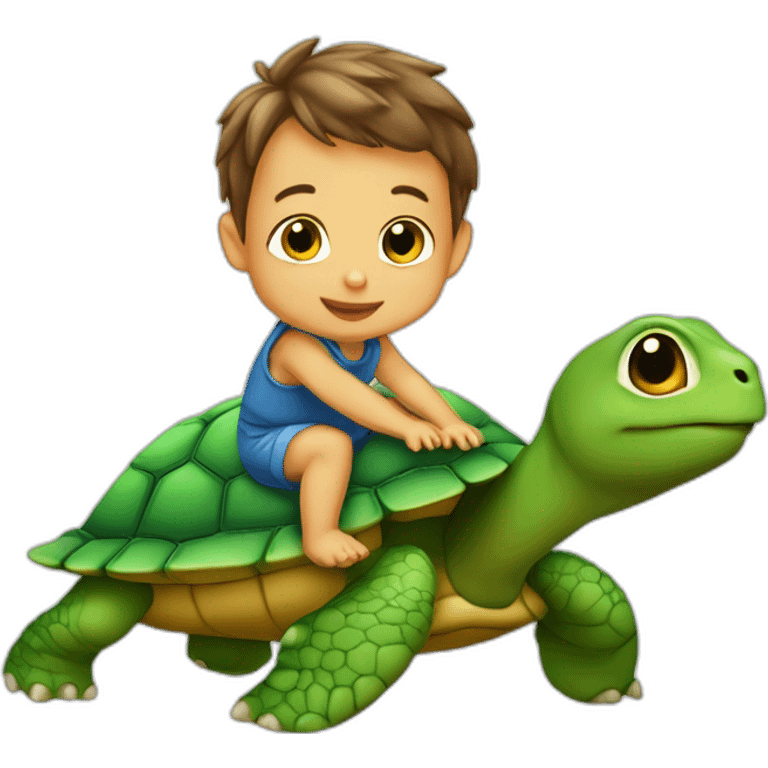 Bébé sur tortue emoji