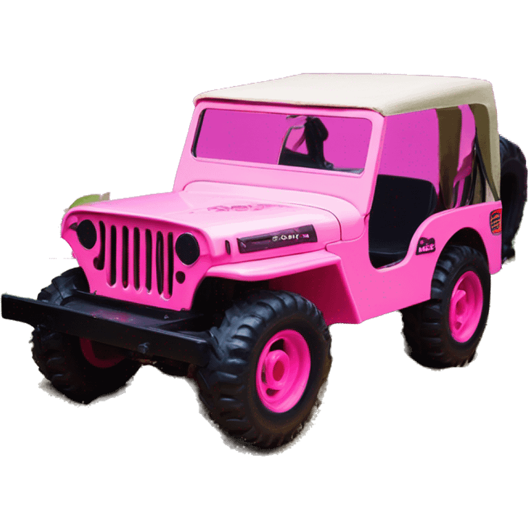 Fun size Barbie jungle tour 1942 Willy’s pink jeep crawler with installed winch  emoji