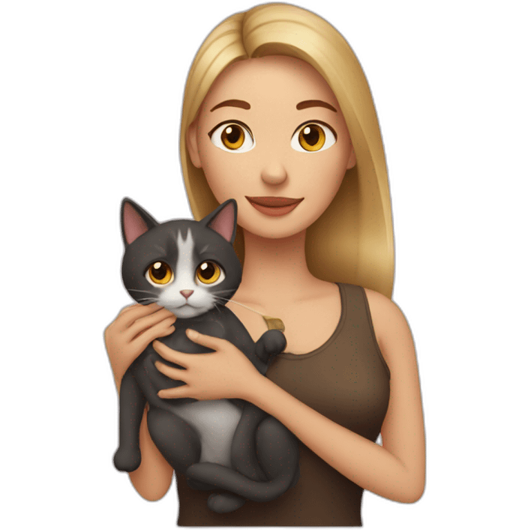 a woman with a cat emoji