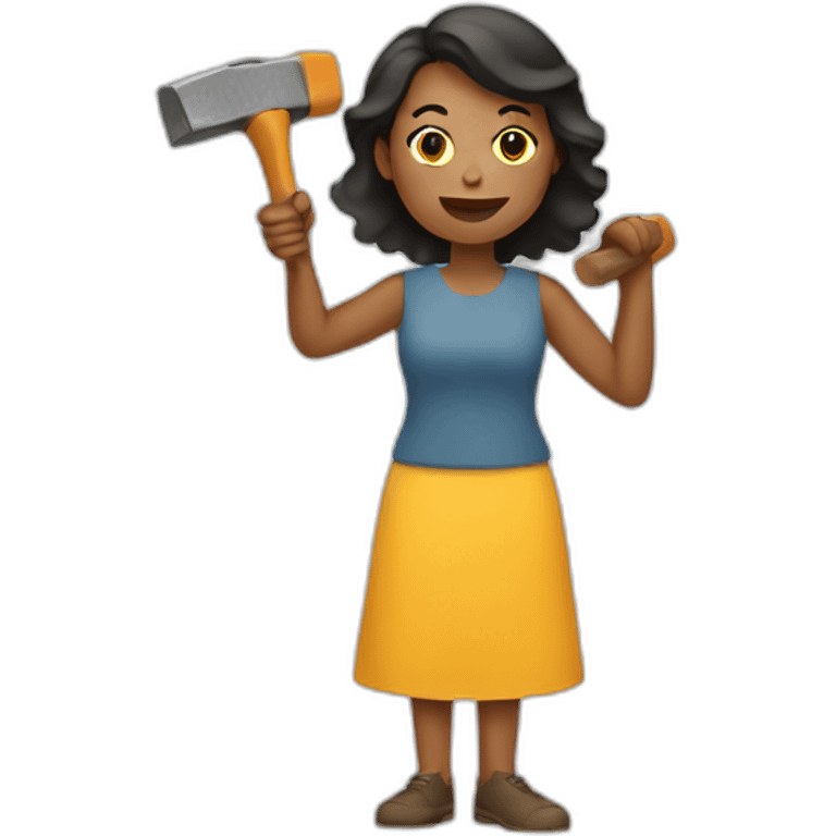 woman using hammer emoji