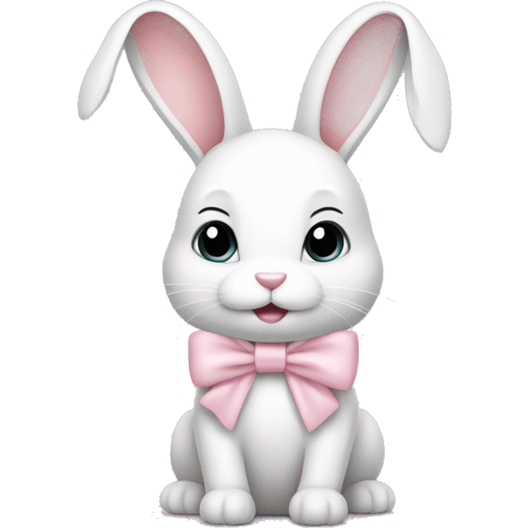 White bunny with light pink bows emoji