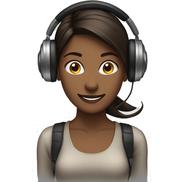 woman with headphones brunette happy emoji