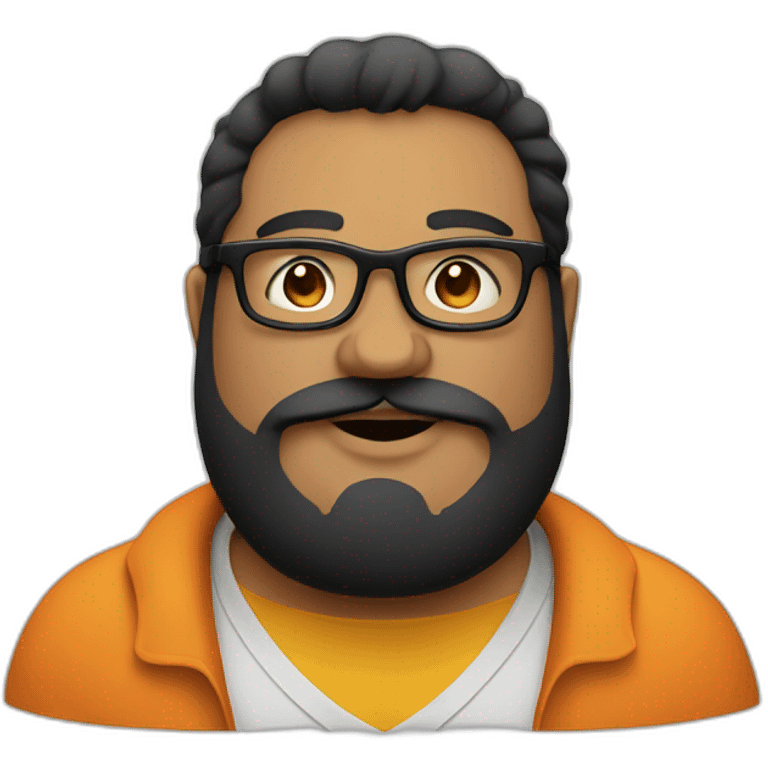 fat and bold guy with glasses and black beard emoji