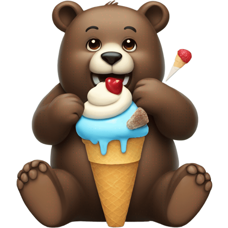 A bear eating icecream  emoji