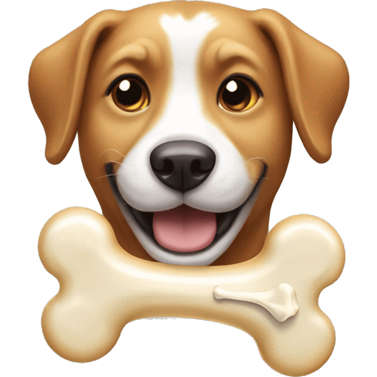 Dog happy with bone  emoji