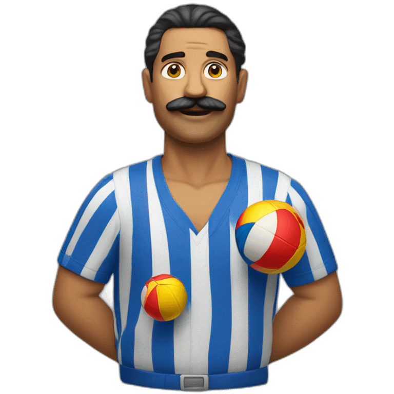  Cuban Man with mustache carrying a lot of balls emoji