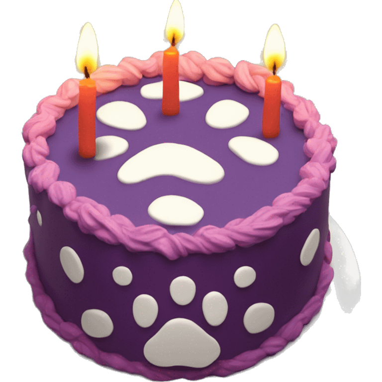 Paw print birthday cake with candle emoji