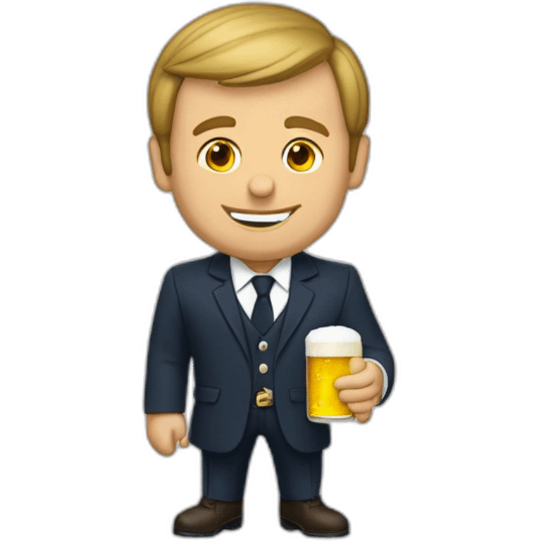 Macron buvant une bierre emoji