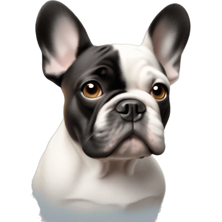 focused French bulldog in soft blur emoji