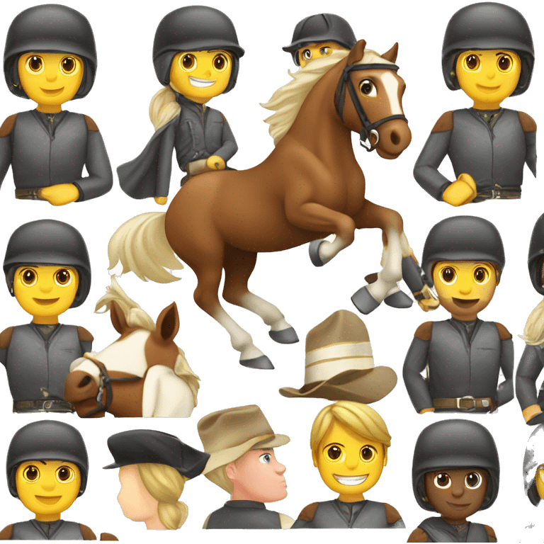 Horseback riding horse with male equestrian on emoji