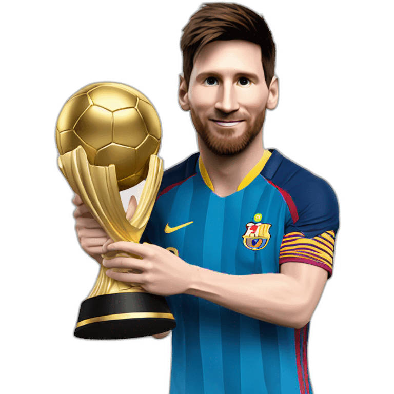 Lionel Messi com o troféu da copa do mundo emoji