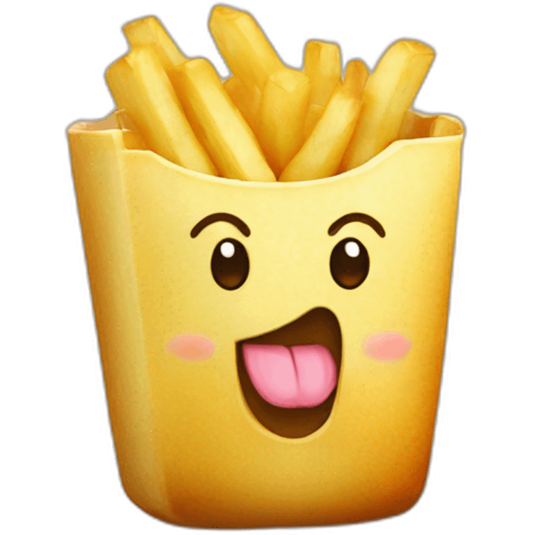 Une patate kawaii qui mange des frites emoji