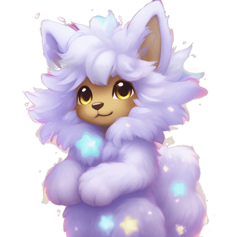 Anthro Cute Fluffy Gorgeous Magical Petite Shiny Colorful Pastel Glitter Sparkle Stars Anime Chibi Fantasy-Animal-Fakémon-Pokémon-Hybrid Fur Sona Aesthetic Trending Style Full Body emoji