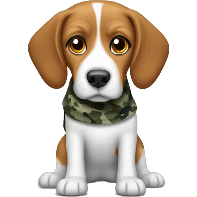 Beagle with a camo bandana emoji