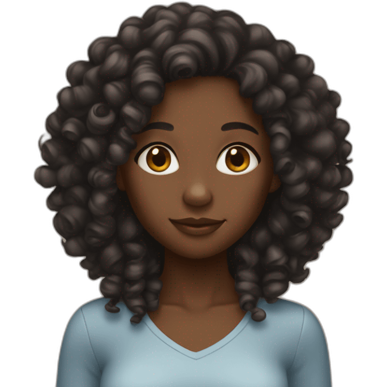 Black girl with long curly hair emoji