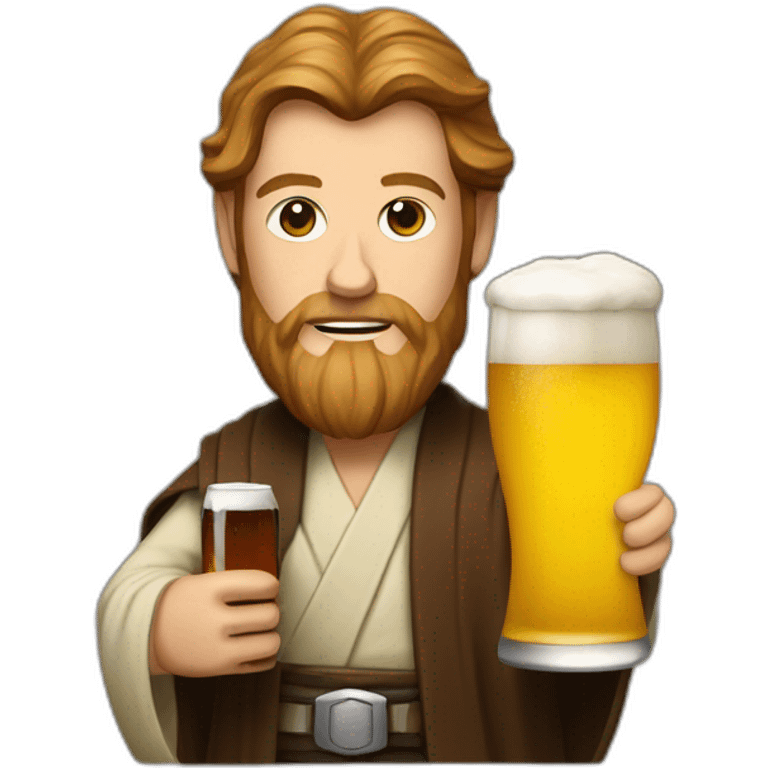 obiwan holding a beer and a macbook emoji