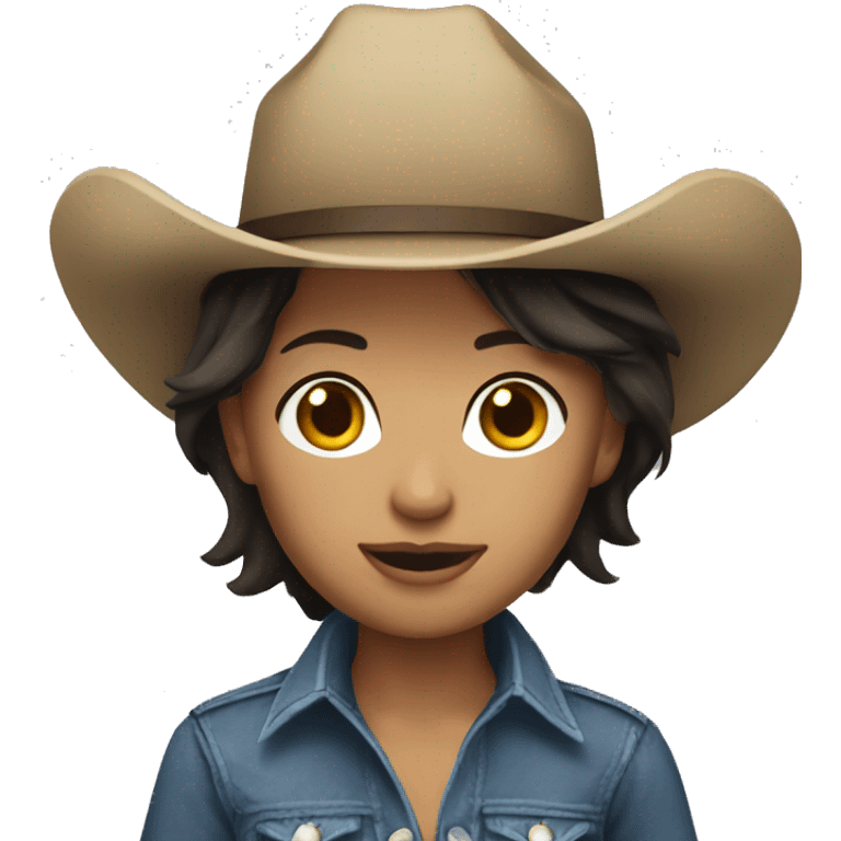 Dark Brunette short hair cowgirl emoji