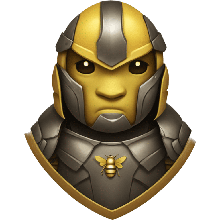 A paladin bee with heavy armor and a tower shield emoji