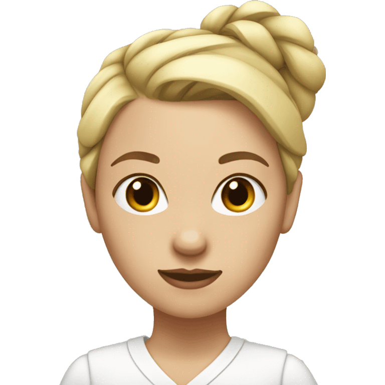 women white with blonde hair tied up in a bun emoji