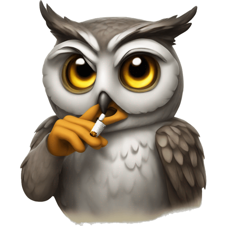 an owl smoking a cigarette  emoji