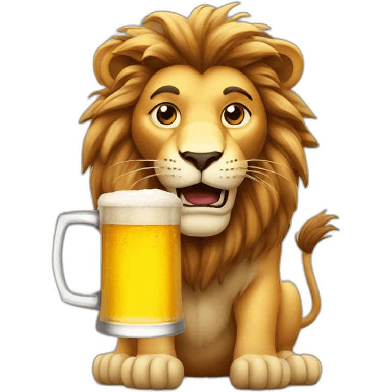 Lion with beer emoji