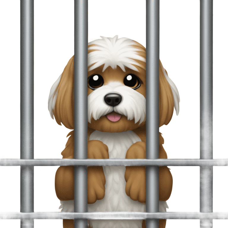 shitzu with peanut butter on its ears in a jail cell emoji