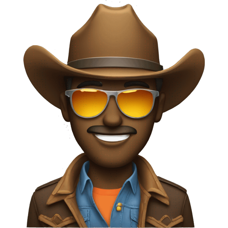 cowboy with sunglasses smirking shaking the head emoji