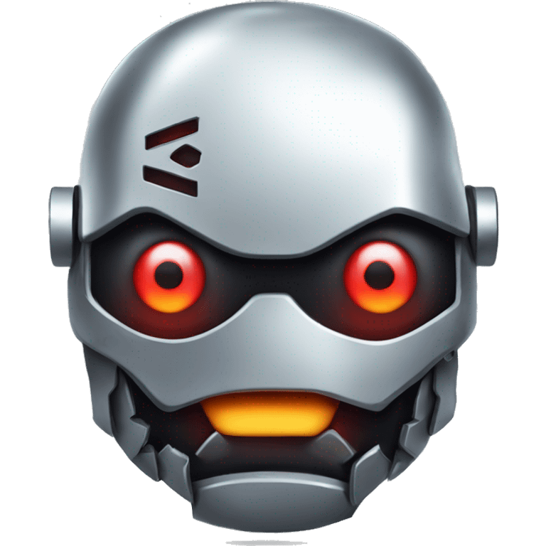 evil metal robot in the shape of a snowman with glowing red eyes emoji