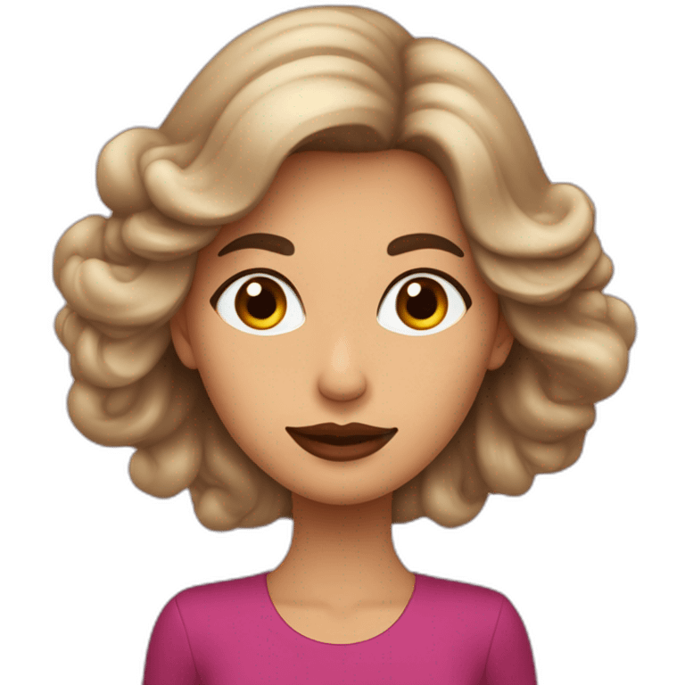 mujer trigueña de pelo ondulado y largo, ojos color marrón oscuro y labios rosados emoji