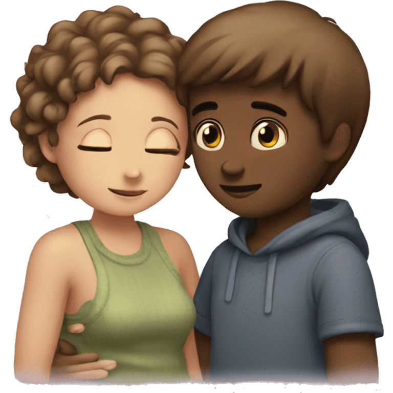 A boy and a girl cuddling  emoji