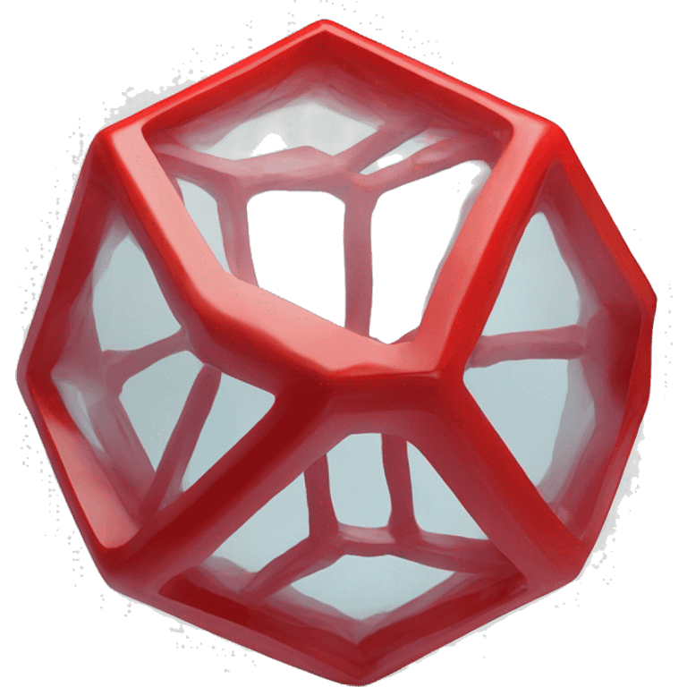 dodecahedron, red, glassy emoji