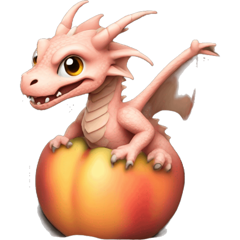 Dragon crawling out of a hole in a peach emoji