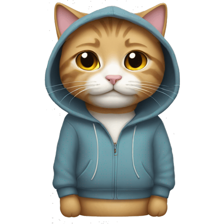 Cat wearing a hoodie and AirPods Max  emoji