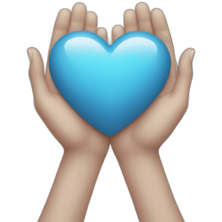 Grey blue heart in hands emoji