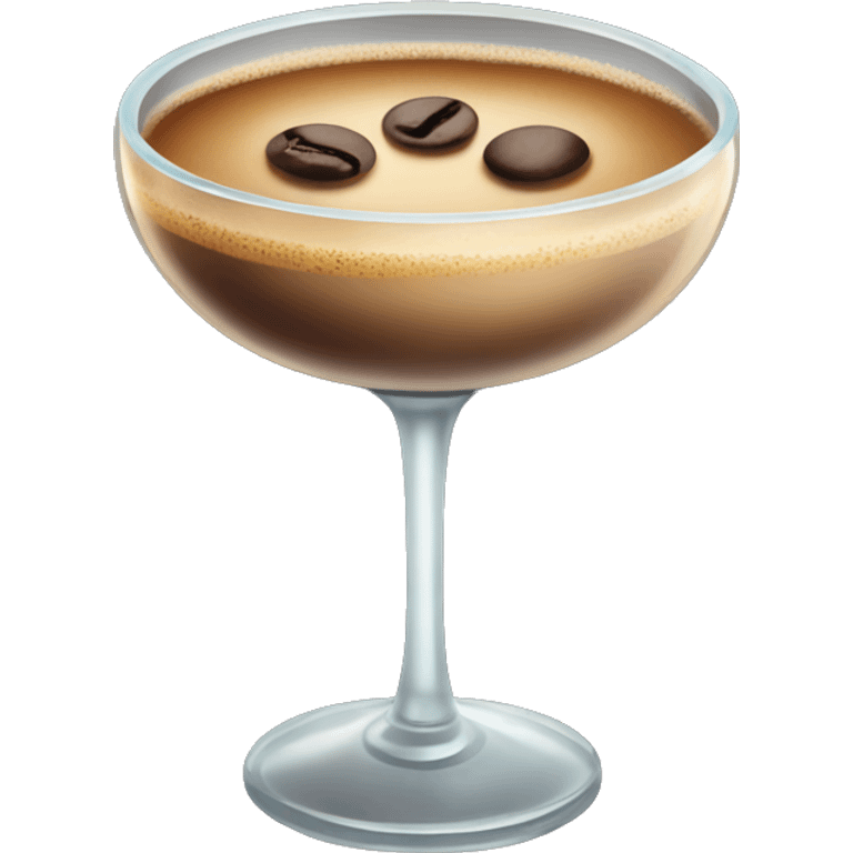 Cute espresso martini in oval vintage glass with coffee beans on top emoji