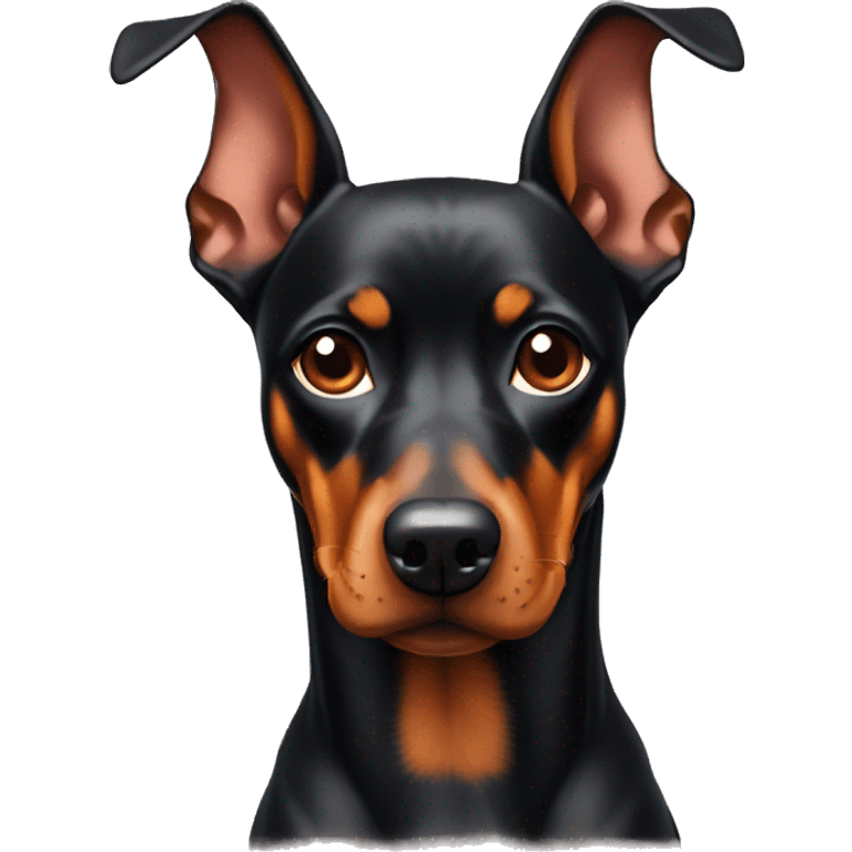 German Pinscher with floppy ears giving a side-eye look emoji