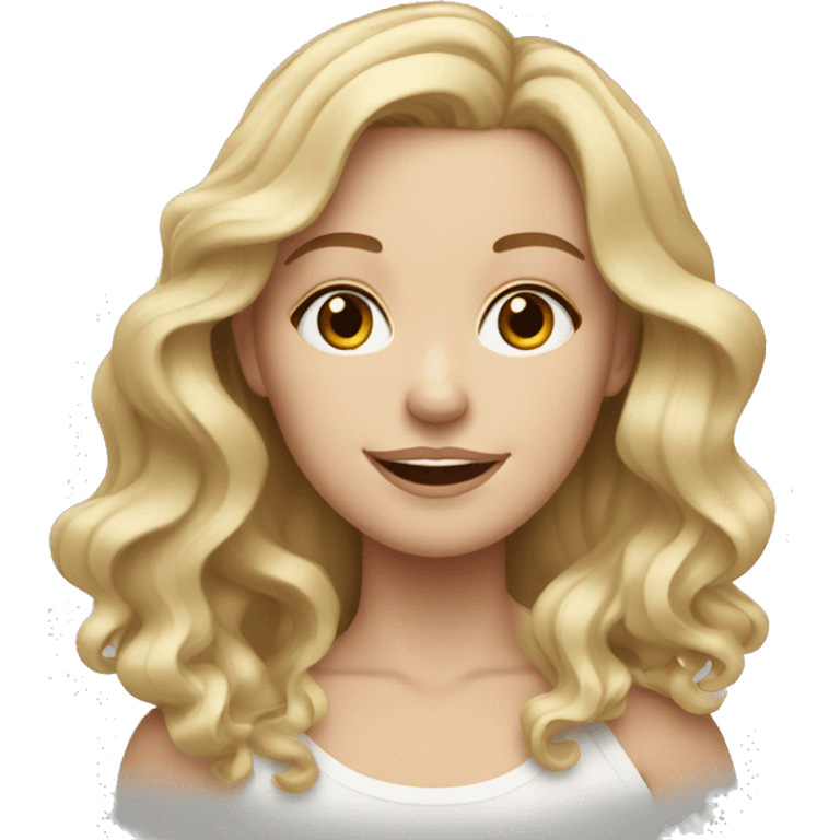 white girl with medium length wavy blonde hair emoji