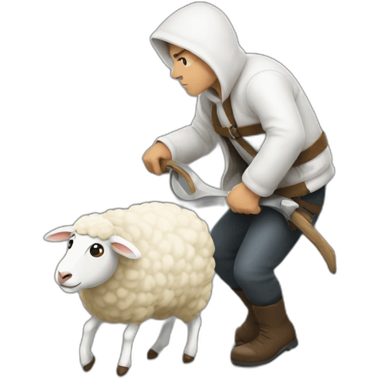 A thief stealing a white sheep emoji