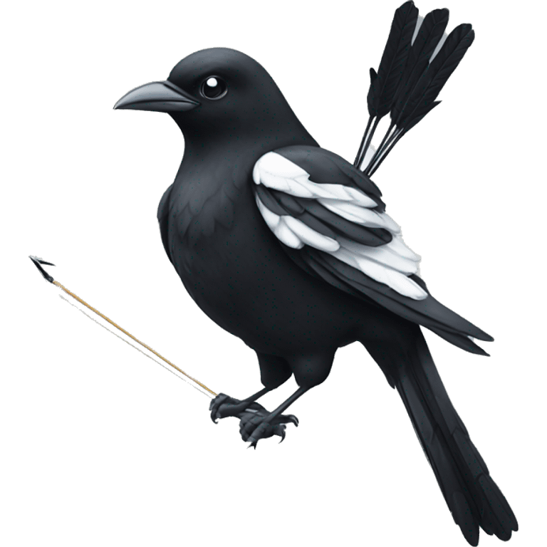 a magpie holding a bow and arrow emoji