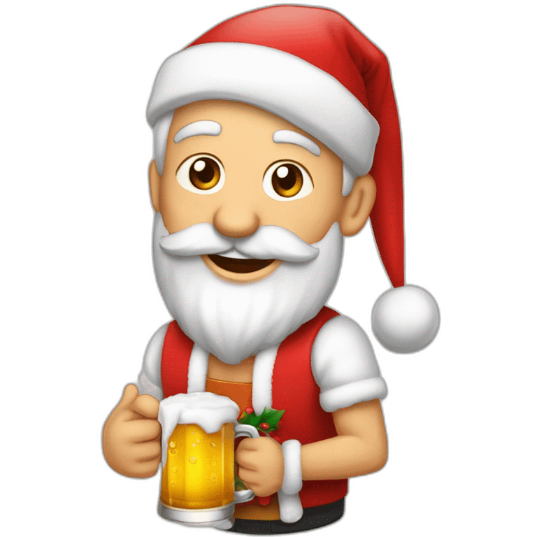 Père Noël qui boit de la bière avec des enfants emoji