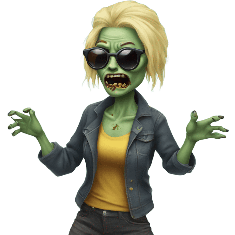 janis soplin zombie dancing, wearing circle sunglasses emoji