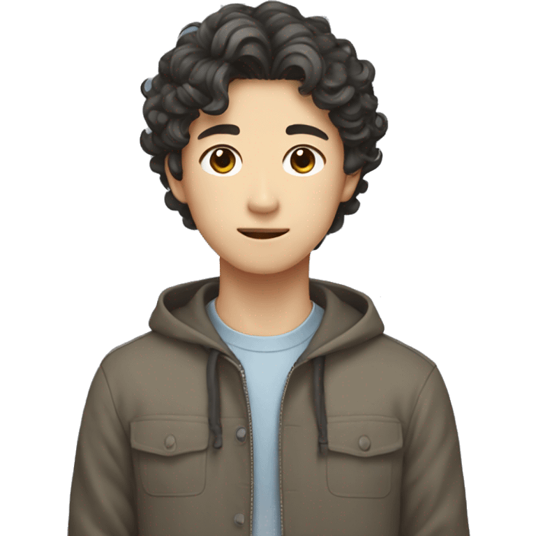 young guy with wavy hair korean emoji