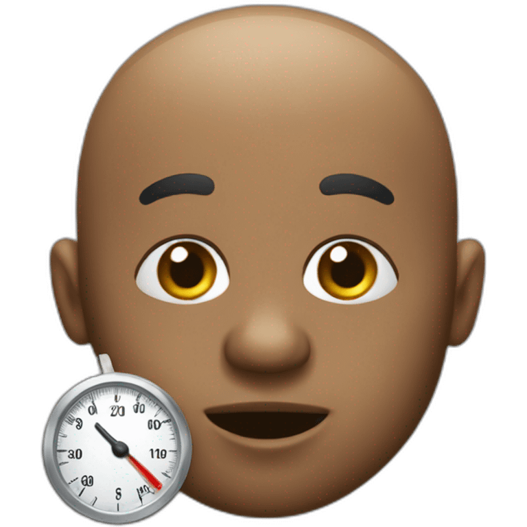 Bald black guy with gottee holding thermometer bubbling emoji