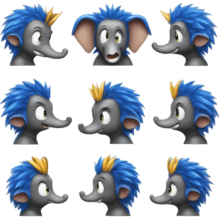 Elephant dressed as sonic hedgehog  emoji