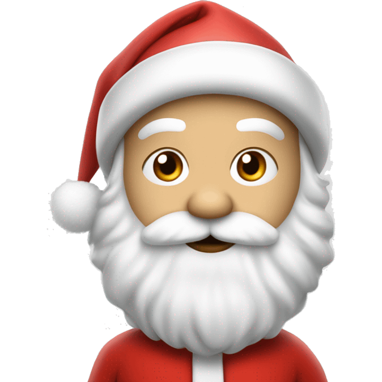 “An adorable Santa with a red suit, fluffy white beard, rosy cheeks, big eyes, and a red hat with a white pom-pom réaliste  emoji