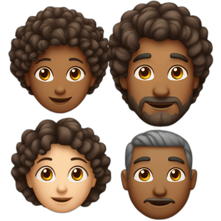 indian family with one daughter curly hair mom curly hair dad straight hair and one son straight hair and one dog emoji