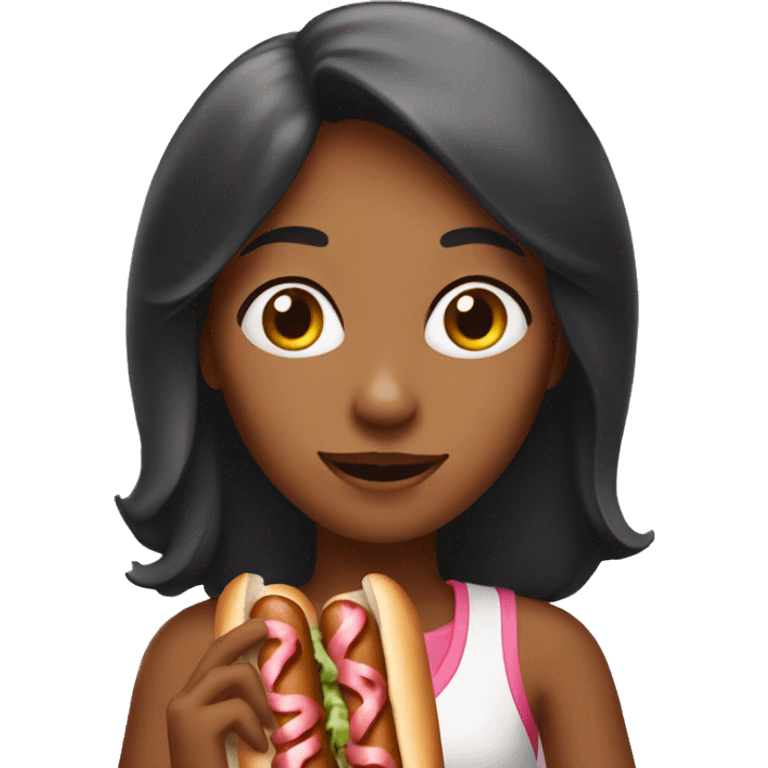 girl with eat hotdogs  emoji